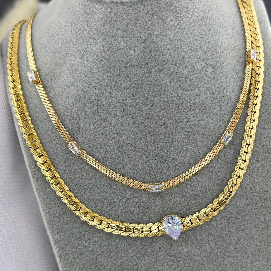 Necklace-Thick 18K Plated Chain with CZ Stone