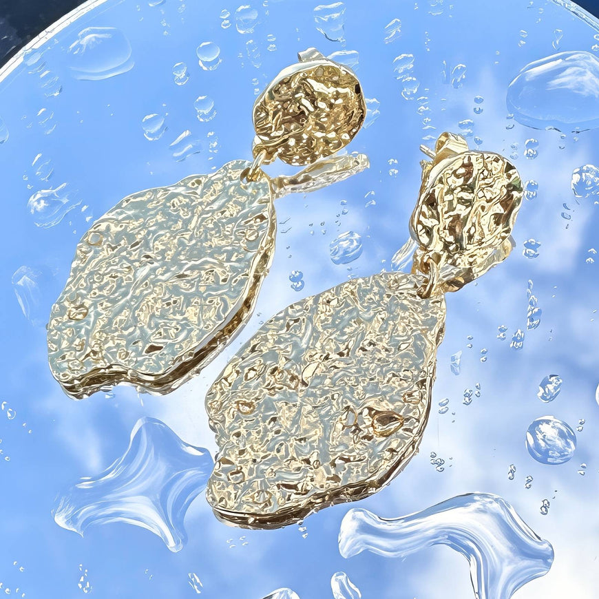 Earrings-Hammered 18K Gold Plated