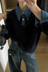 COMMENSE | 2 in 1 Panel Lapel Sweater with Denim Accent (S)