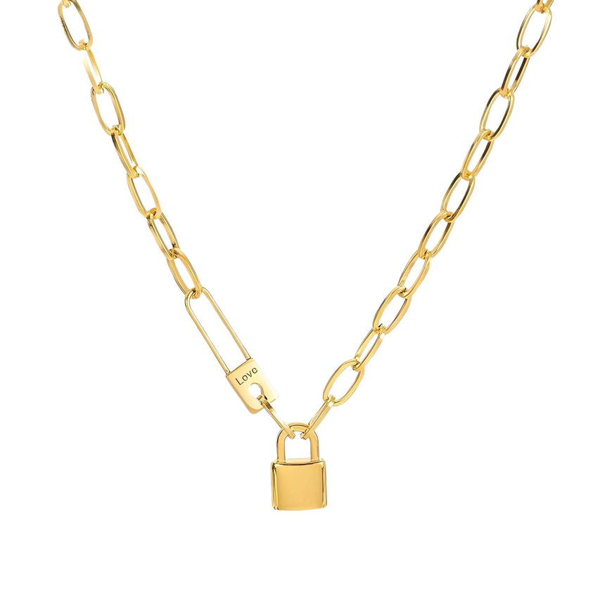 Lock Necklace, 18K Gold Plated