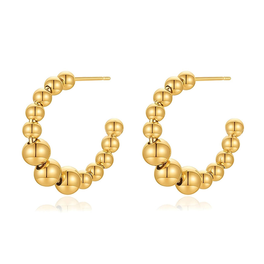 New-Ball Hoop Earrings 18k Plated