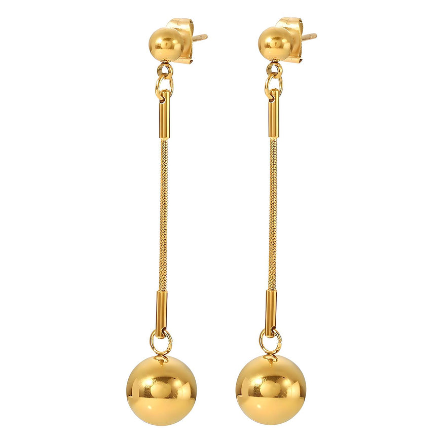 18K Plated Ball on Chain Earrings