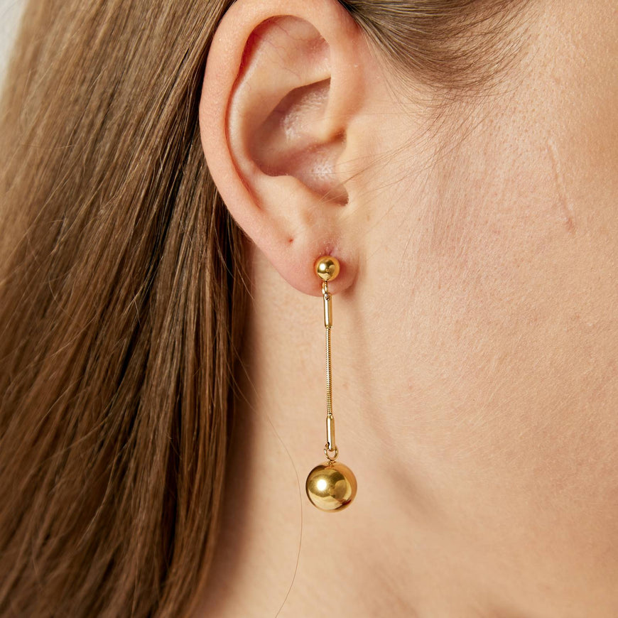 18K Plated Ball on Chain Earrings