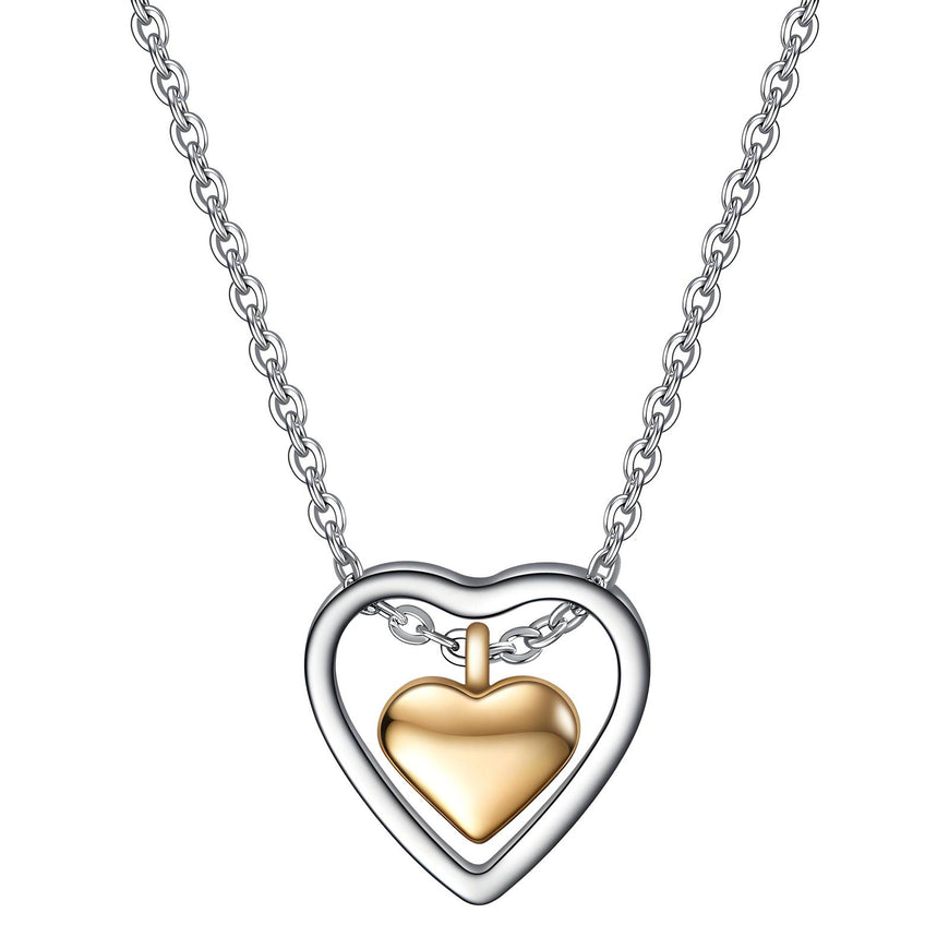 Heart Necklace, 18K Gold Plated/Stainless Steel