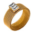 18K Plated Gold Mesh with 3 Stones Ring