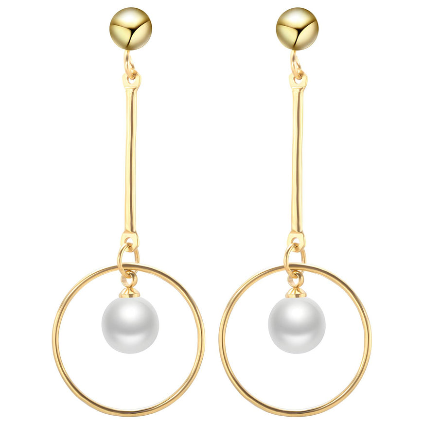 18K Plated/Pearl Dangle Earrings