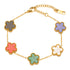 Multi-Colour Flower Bracelet- 18K Plated