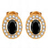 Earrings- 18K Plated/Black stone & CZ Studs