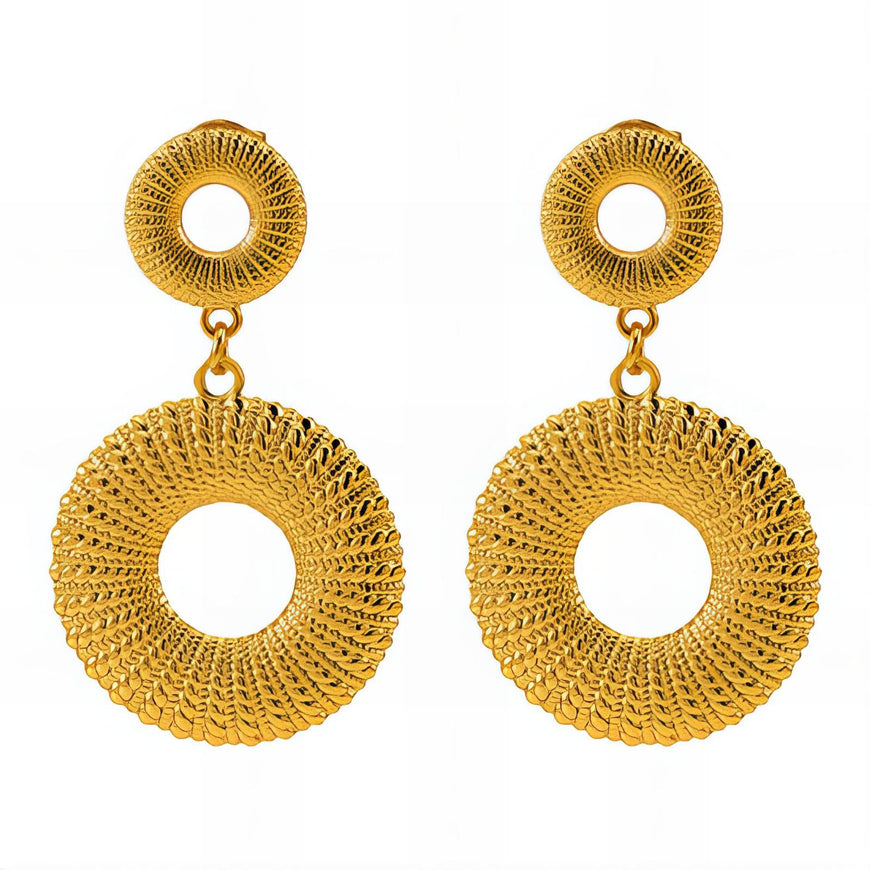 18K Plated 2 Circles Earrings