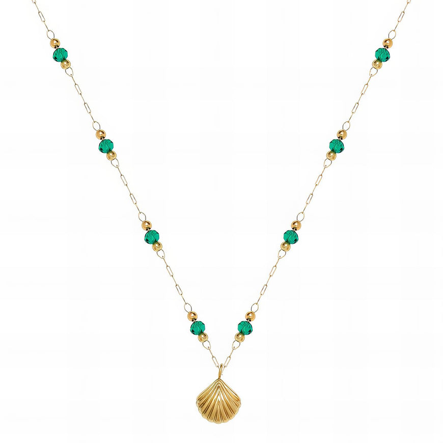 18K Gold Plated/Bead Shell Necklace