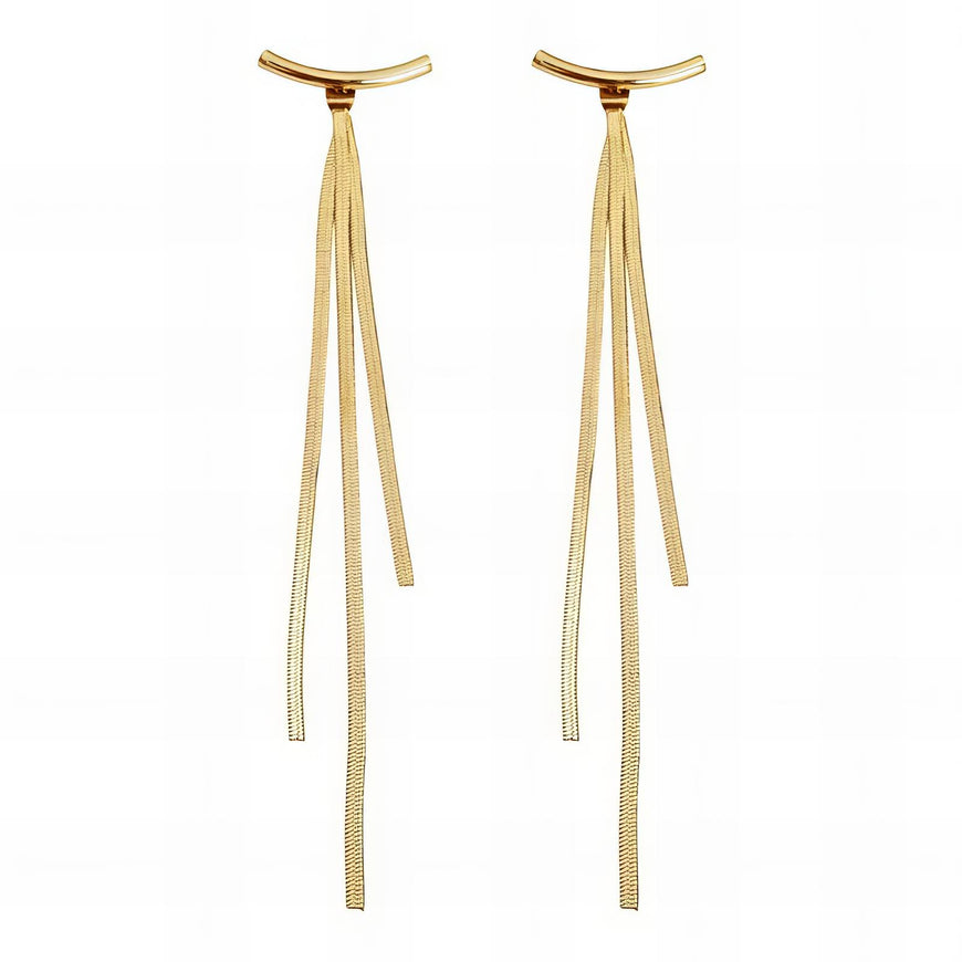 Earrings-18K Plated Chain Dangle