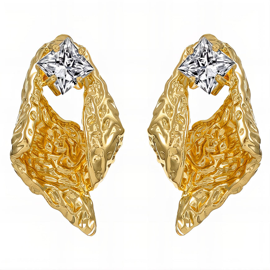 18K Gold Plated Brass with Cubic Zirconia Earrings