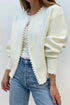 COMMENSE | Pearl Trim Ripped Hem Cardigan (M)