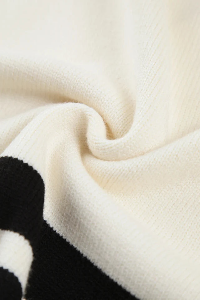 COMMENSE-Miss Paris Mock Neck Stripe Sweater (L)