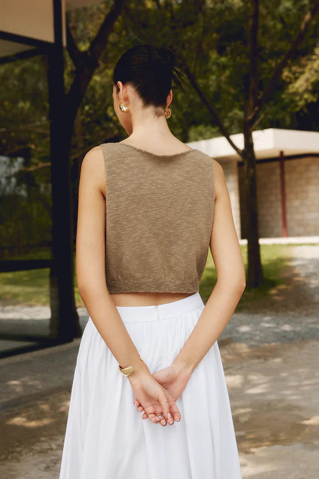 COMMENSE | Cotton Blends Crop Tank Top (S)