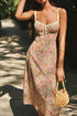 COMMENSE | Floral Print Trim Cami Midi Dress (M)