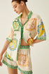 COMMENSE | Loosen Printed Satin Shorts Set (S)