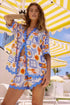 COMMENSE | Printed Button Down Shirt With Shorts Set (M)