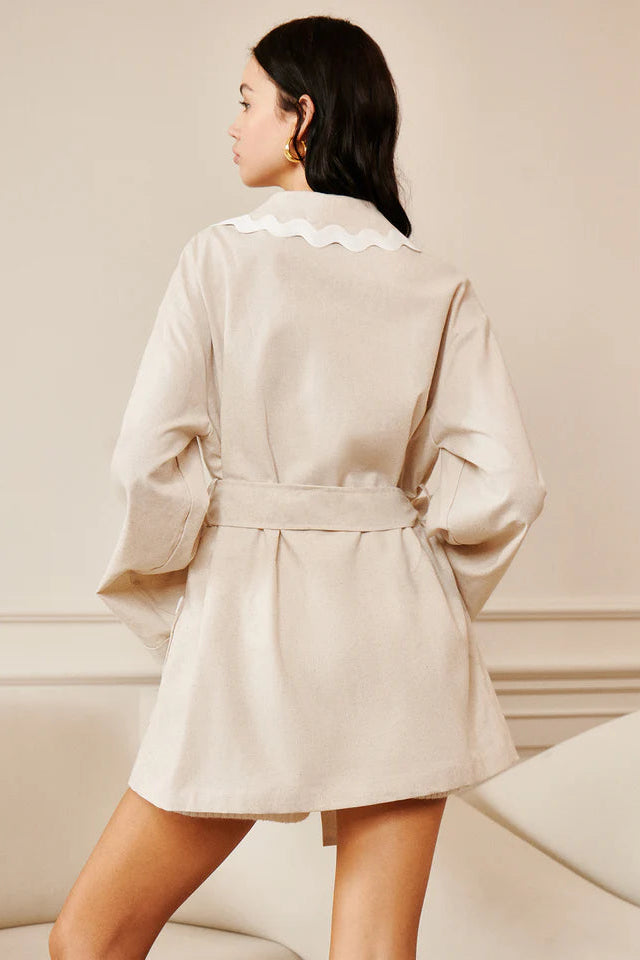 COMMENSE | Wave Trim Draped Shoulder Shirt (XL)
