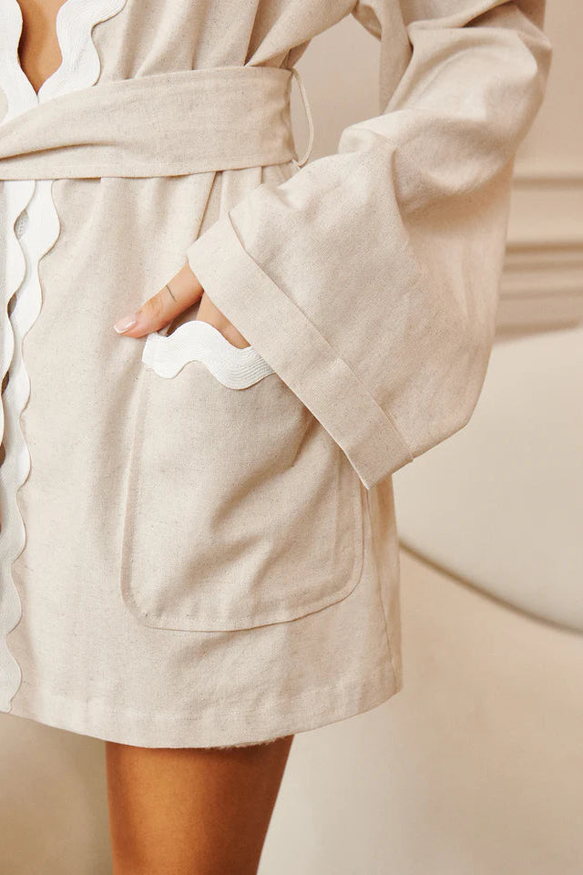 COMMENSE | Wave Trim Draped Shoulder Shirt (XL)