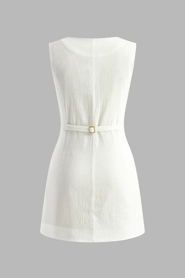 COMMENSE | Cotton Button-Front Short Dress (M)