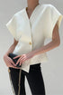 COMMENSE | Trendy V-Neck Button Down Blouse (S)