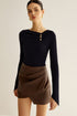 COMMENSE - Metal Detail Pleated Blouse (L)