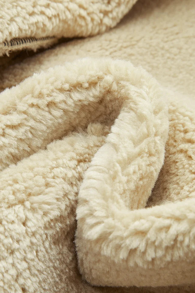 COMMENSE-Sherpa Lined Shearling Leather Flight Jacket