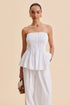 COMMENSE | Cotton Pleated Strapless Peplum Top (XS)