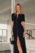 COMMENSE-Navy Knit Dress (S)