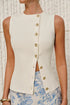 COMMENSE- Knit Top with Buttons (Fits M)