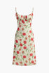 COMMENSE | Floral Ruched Button Detail Dress (S)
