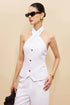 COMMENS | Linen & Cotton Cross Halter Top (S)