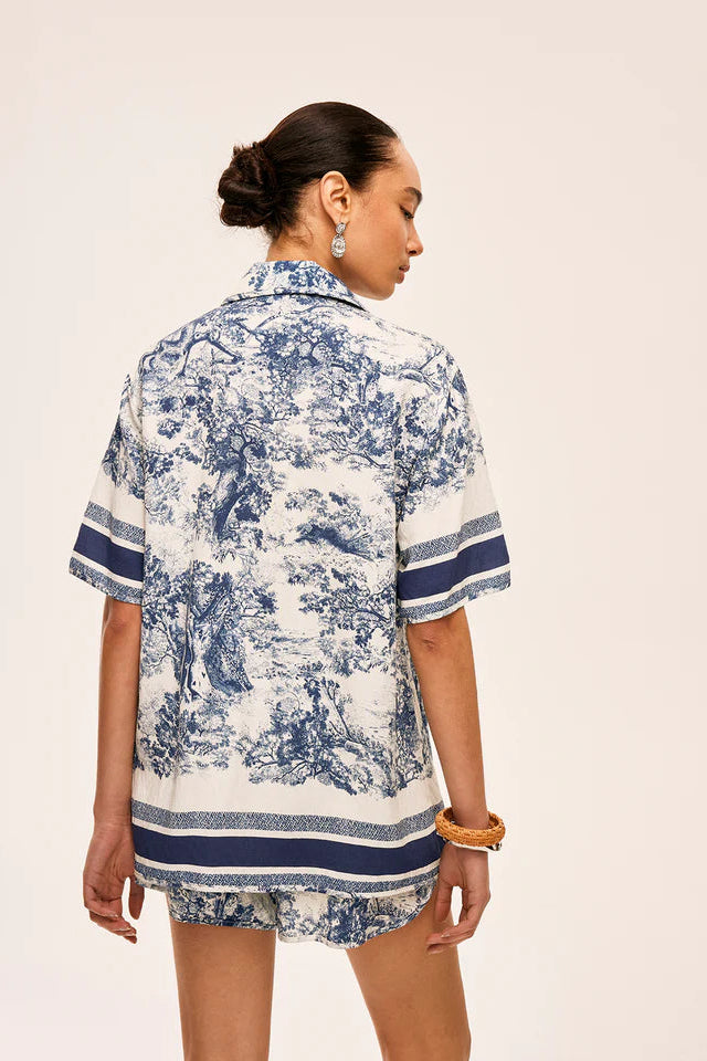 COMMENSE | Printed Contrast Trim Shorts Set (M)