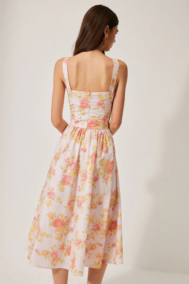 COMMENSE | Floral Print A-Line Dress (M)