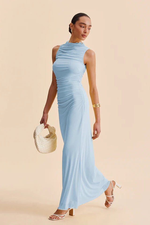 COMMENSE | Mesh Ruched Sleeveless Dress (XL)