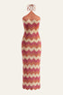 COMMENSE | Color Block Halter Knotted Split Sweater Dress (S)