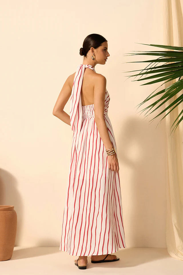 COMMENSE | Striped Twist Halter Dress