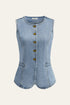 COMMENSE | Sleeveless Button-Up Denim Vest (M)