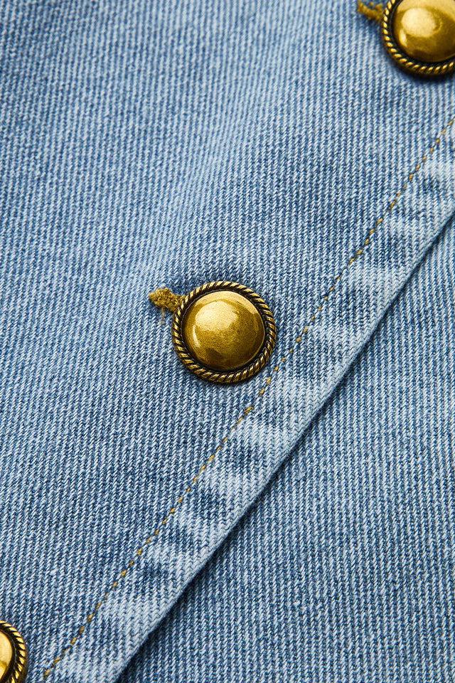 COMMENSE | Sleeveless Button-Up Denim Vest (M)