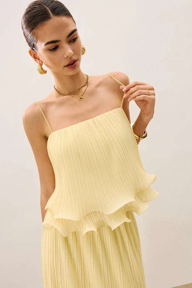 COMMENSE | Pleated Layered Ruffle Skirt Set (M)