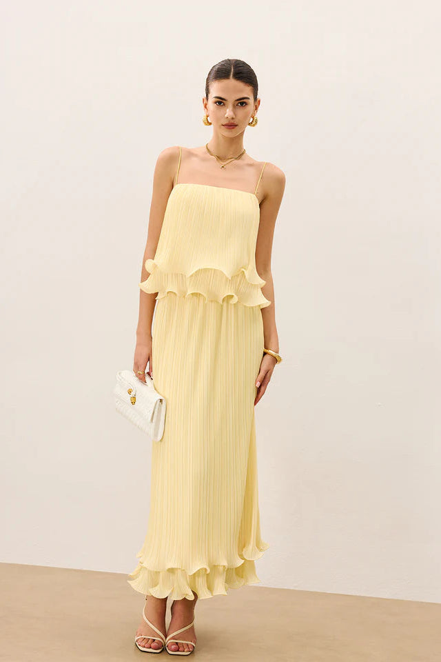 COMMENSE | Pleated Layered Ruffle Skirt Set (M)