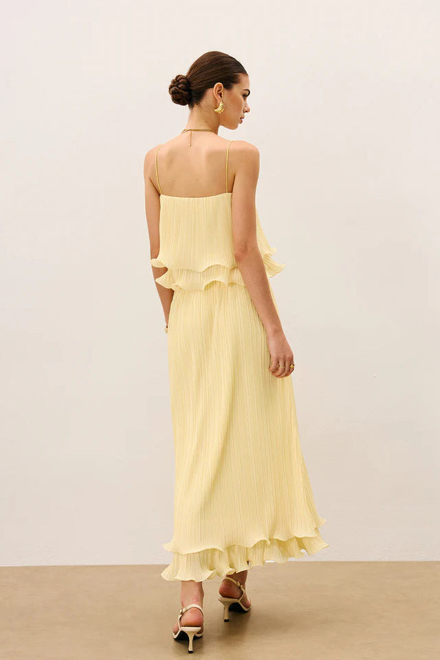COMMENSE | Pleated Layered Ruffle Skirt Set (M)