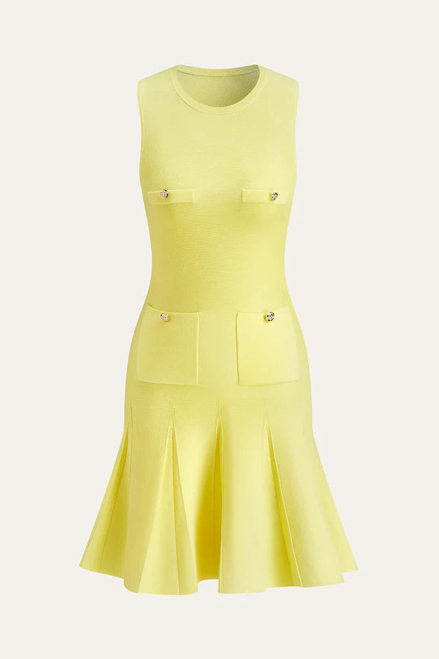 COMMENSE | Sleeveless Knit Dress With Pocket Detail (S)