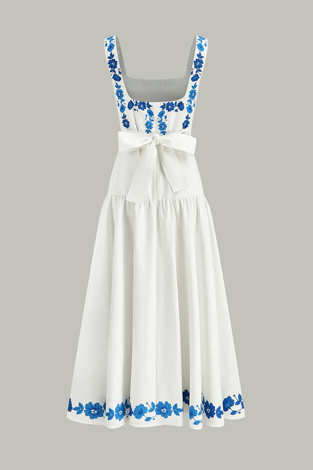 COMMENSE | Bow Back Print Midi Dress (S)
