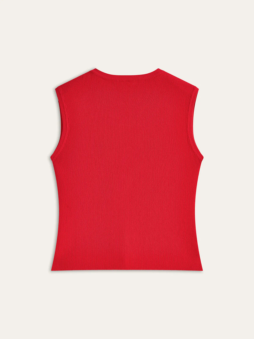 COMMENSE | Red Knit Top (L)
