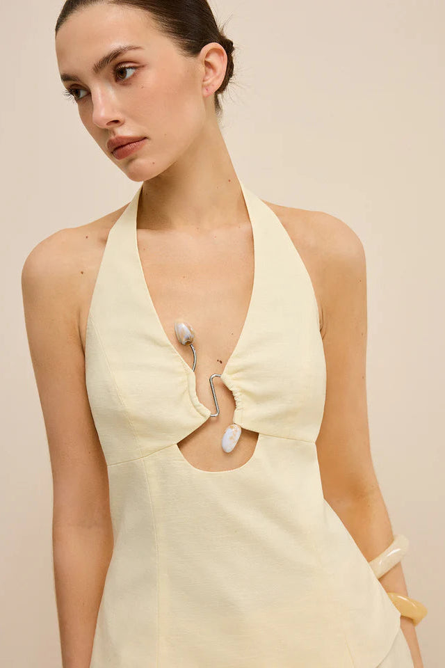 COMMENSE | Halter Cut-Out Top and Shorts Set (S)