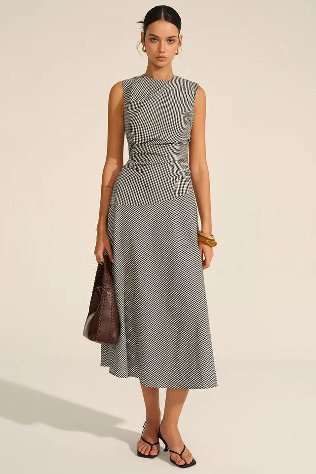 COMMENSE | Gingham Midi Dress (L)