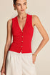 COMMENSE- Red Knit Top (L)