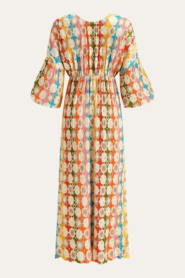 COMMENSE | Jacquard Print V-Neck Dress (S)